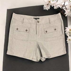 INC International Concepts Grey 100% Linen Chino Shorts Size 14 Casual Walking